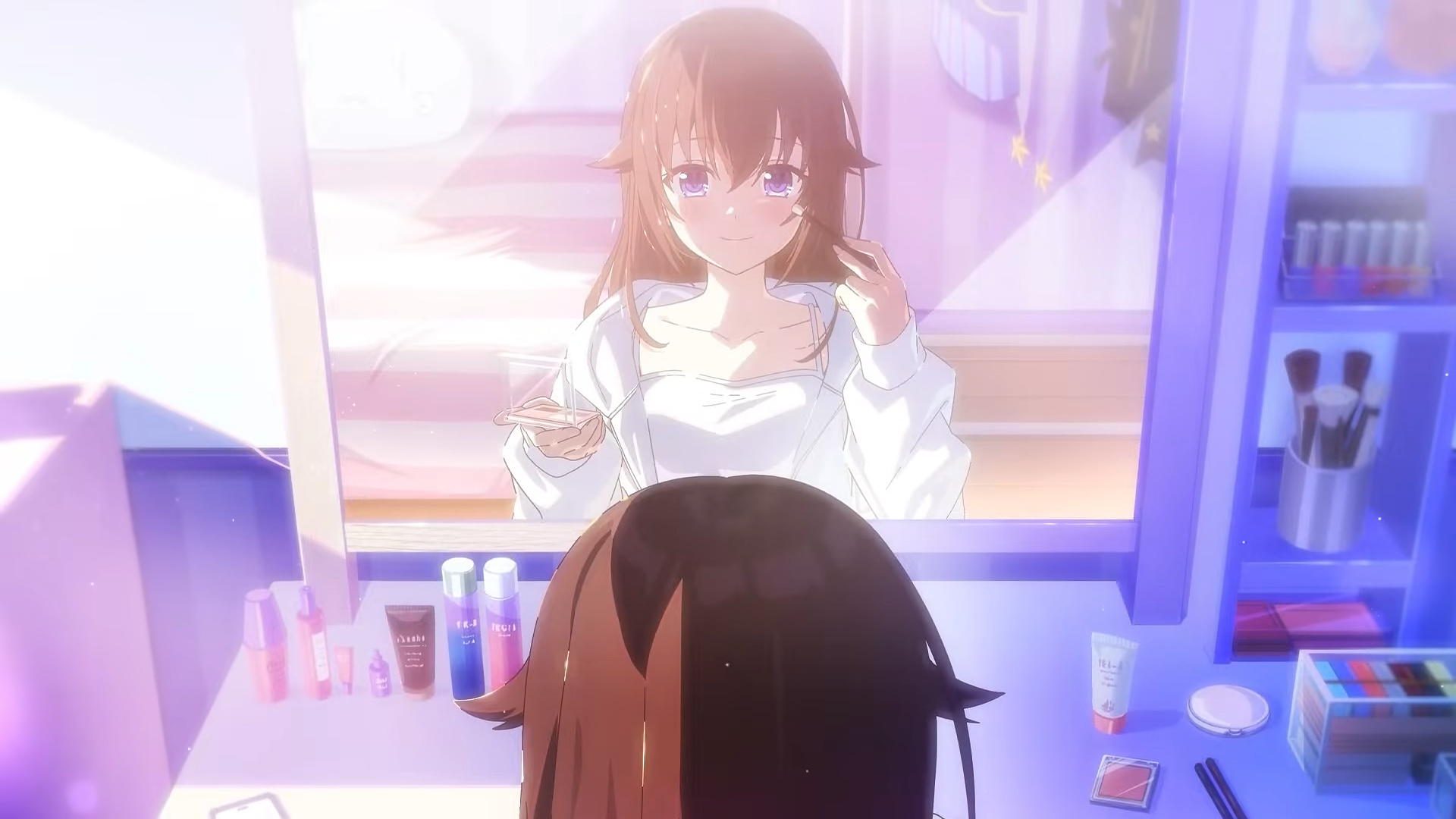 Sora applying her new makeup